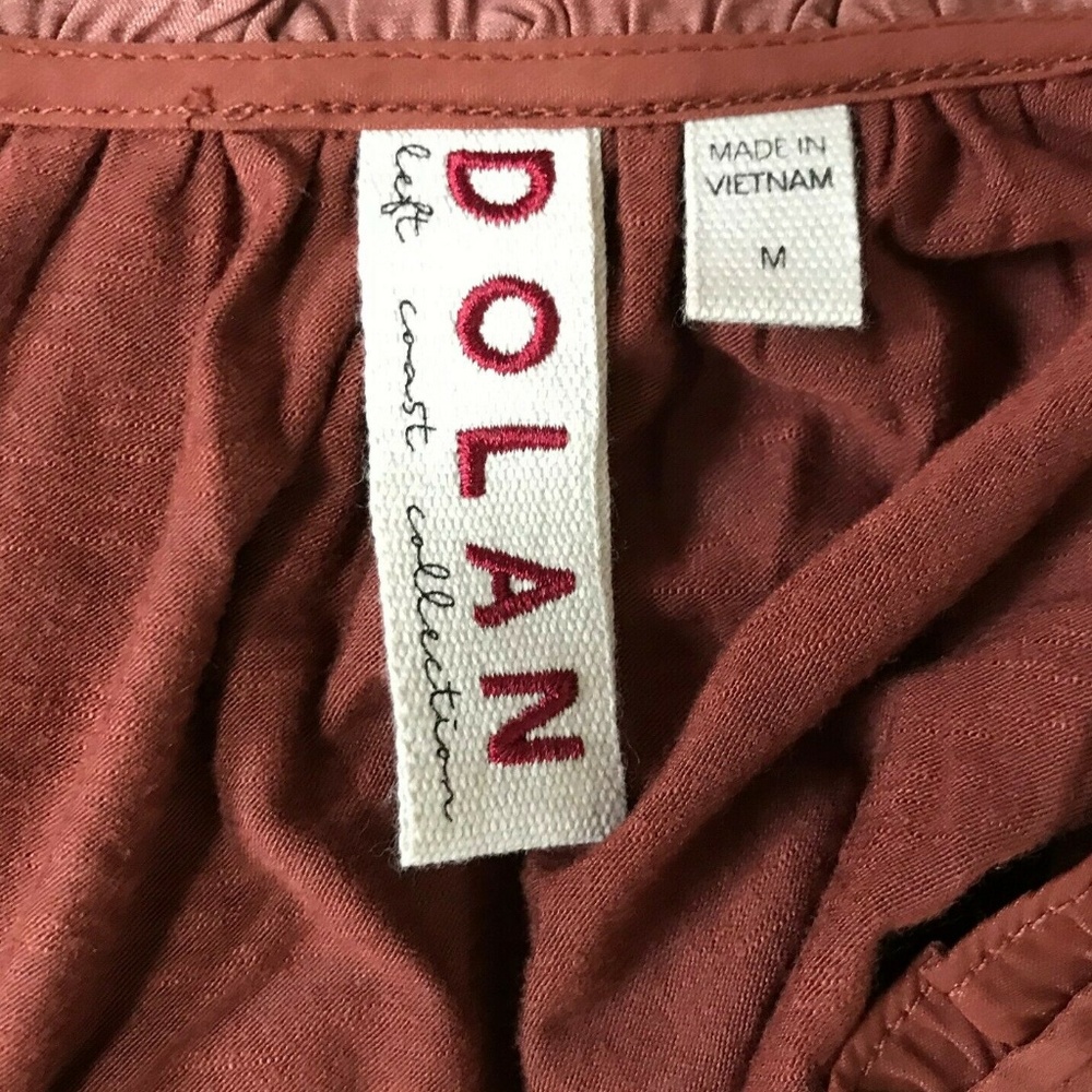 Dolan Rust Ruffle Button Front Top M - image 3